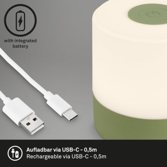 BRILONER LED Akku-Tischleuchte, 7 cm, Touch, 2W, 150lm, grün, 7461019