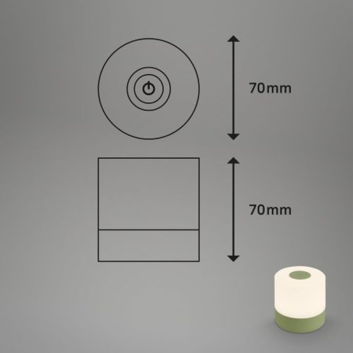BRILONER LED Akku-Tischleuchte, 7 cm, Touch, 2W, 150lm, grün, 7461019