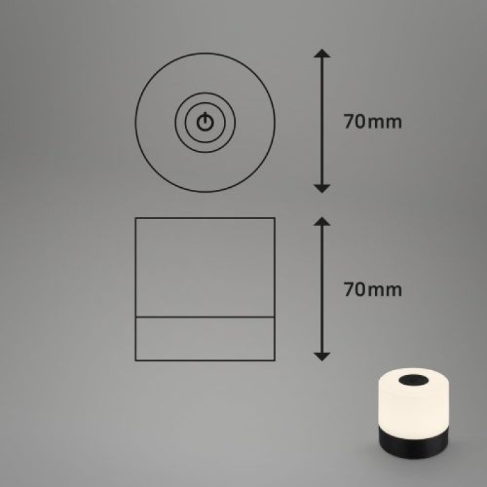 BRILONER LED Akku-Tischleuchte, 7 cm, Touch, 2W, 150lm, schwarz, 7461015