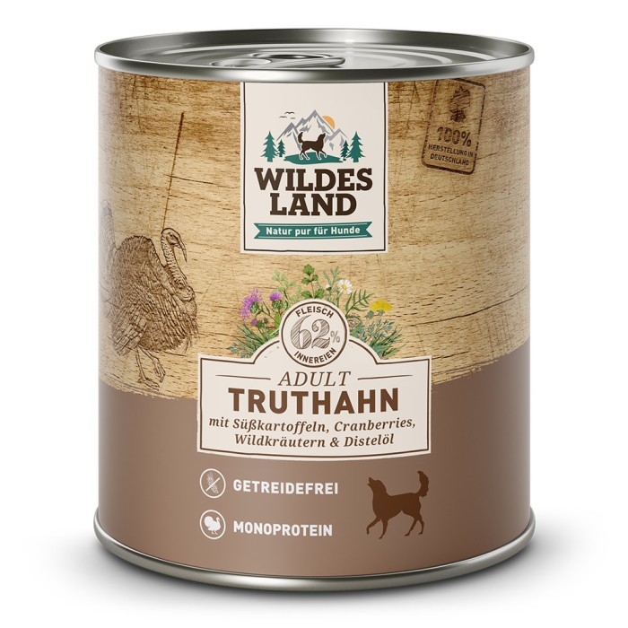 Wildes Land Classic Adult, Nassfutter, Truthahn mit Süßkartoffel, 800g Dose, WL511123