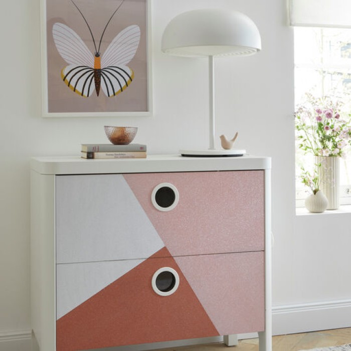 d-c-fix Klebefolie Metallic Glitzer rose pink, 45x150 cm, selbstklebende Deko-Folie für Möbel, F3410013