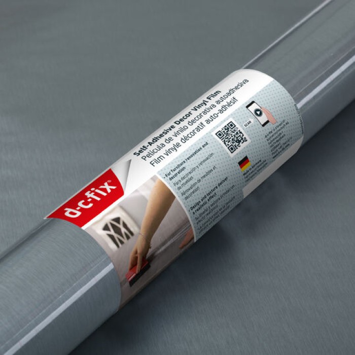 d-c-fix Klebefolie Metallic Brush silber, 45 cm x 150 cm, selbstklebende Deko-Folie für Möbel, F3400045