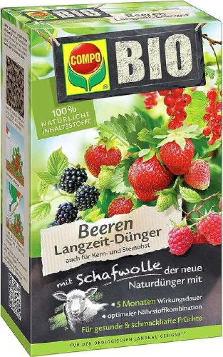 COMPO BIO Beeren Langzeit-Dünger mit Schafwolle, 5 Monate Langzeitwirkung, 750 g, 20298