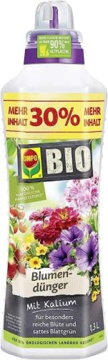 COMPO BIO Blumendünger, Dünger für alle Zimmerpflanzen und Terrassenpflanzen, 1,3 Liter, 20822