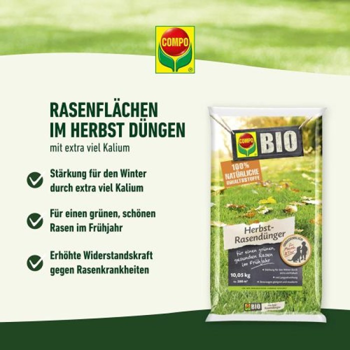 Compo BIO Herbst-Rasendünger, mit 3 Monate Langzeitwirkung, 20 kg, 400 m², 28590