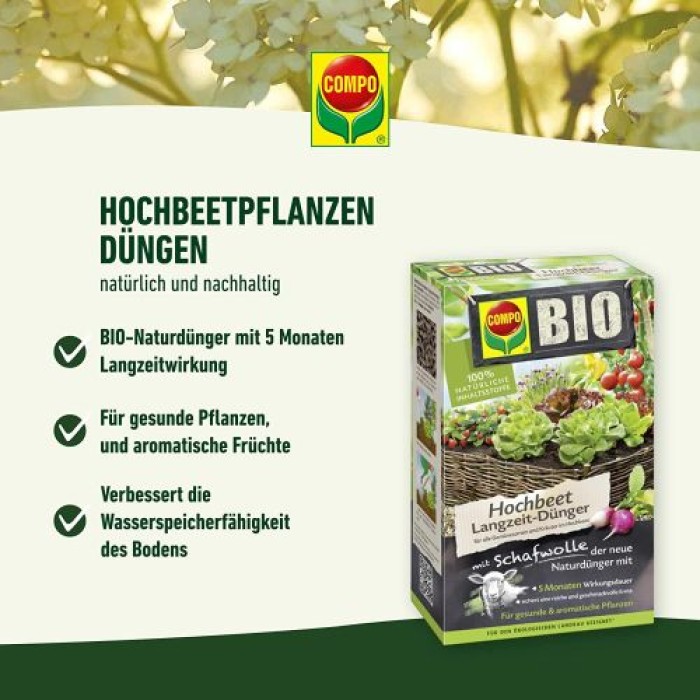 COMPO BIO Hochbeet Langzeit-Dünger, 5 Monate Langzeitwirkung, 750 g, 20267
