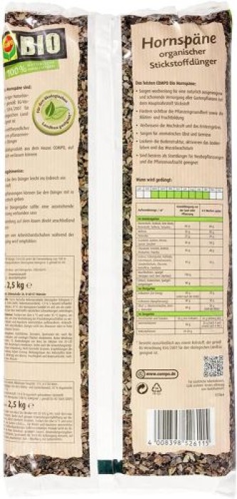 COMPO BIO Hornspäne, Hochwertiger und natürlicher Dünger mit Stickstoff, Ideal auch als Tomatendünger, 2,5 kg 2,5 kg Single 12611