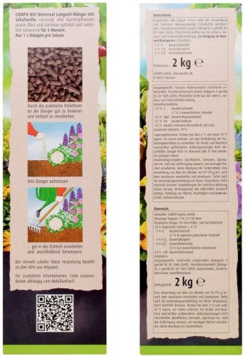 Compo Bio Universal Langzeit-Dünger mit Schafwolle 2 kg Single 20273
