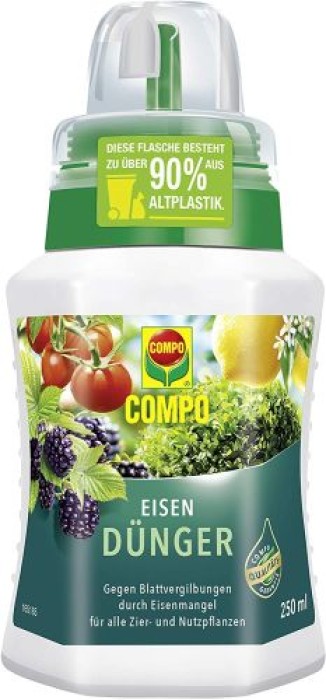 Compo Eisendünger, Spezialdünger für Zier- und Nutzpflanzen bei Blattvergilbungen, 250 ml Single 25780