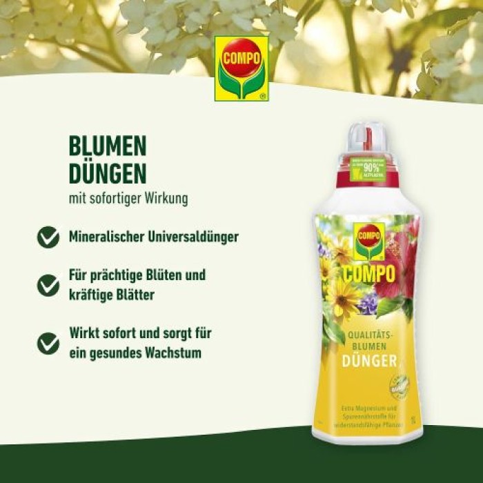 COMPO Qualitäts-Blumendünger mit extra Magnesium, 1 Liter, 14361