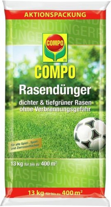 COMPO Rasendünger, Dünger mit 2-3 Monaten Langzeitwirkung, Feingranulat, 13 kg, 400 m², 20946