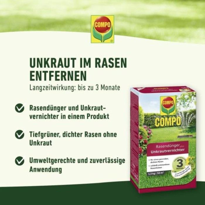 COMPO Rasendünger mit Unkrautvernichter - 12 kg für 400 m², 13326