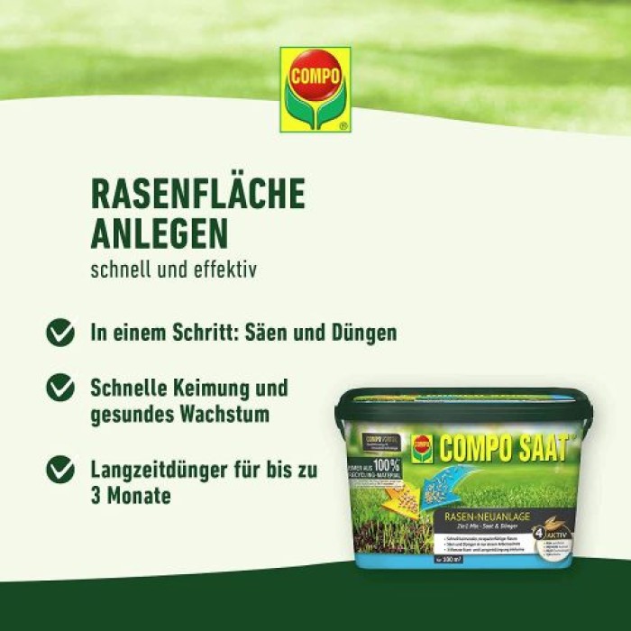 COMPO SAAT Rasen-Neuanlage-Mix, mit 3 Monaten Langzeitwirkung, 2,2 kg, 100 m², 10266
