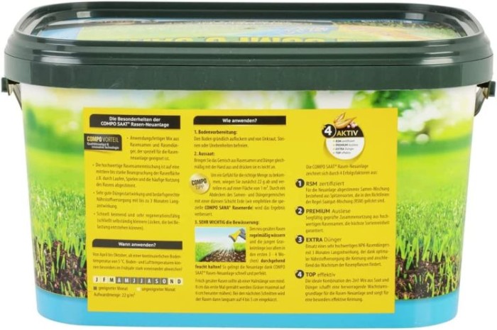 COMPO SAAT Rasen-Neuanlage-Mix, mit 3 Monaten Langzeitwirkung, 2,2 kg, 100 m², 10266