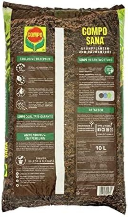 COMPO SANA Blumenerde für Grünpflanzen und Palmen, 12 Wochen Nährstoffversorgung, 10 Liter, 11431