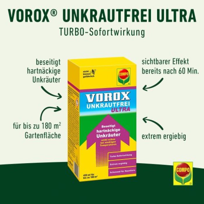 Compo VOROX Unkrautfrei Ultra 450 ml - Hochwirksamer Unkrautvernichter mit Sofortwirkung,  27940