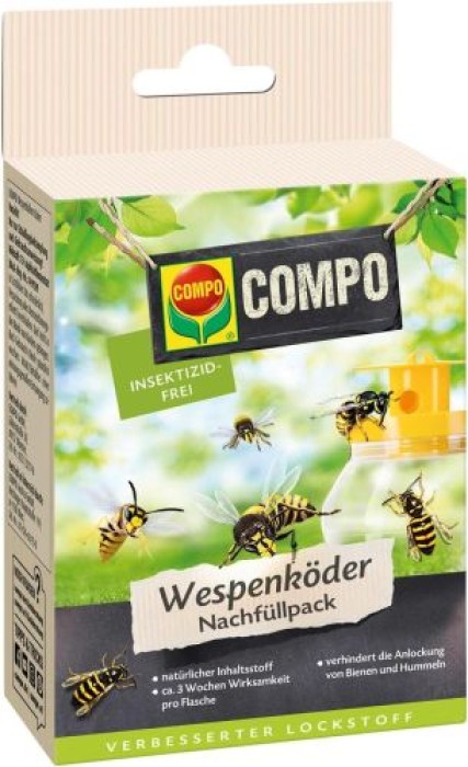 COMPO Wespenfallen Köder-Nachfüllpack, 2 Flaschen mit jeweils 125 ml Köder, 22433