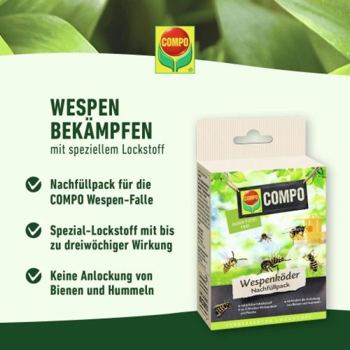 COMPO Wespenfallen Köder-Nachfüllpack, 2 Flaschen mit jeweils 125 ml Köder, 22433