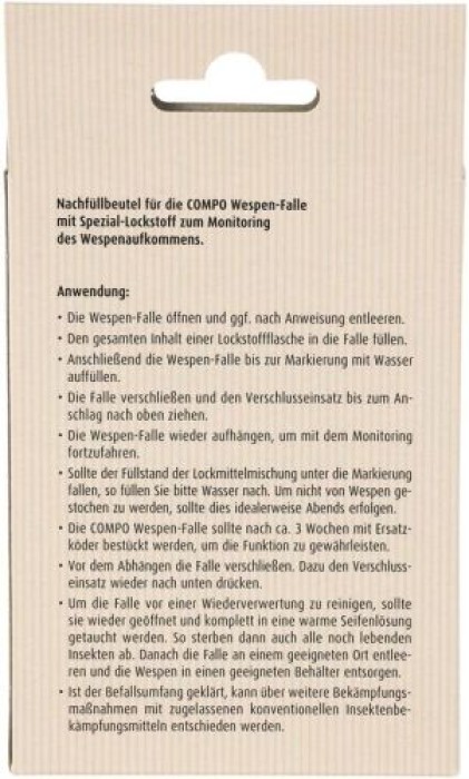 COMPO Wespenfallen Köder-Nachfüllpack, 2 Flaschen mit jeweils 125 ml Köder, 22433