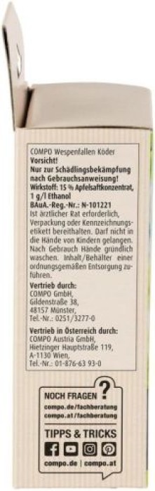 COMPO Wespenfallen Köder-Nachfüllpack, 2 Flaschen mit jeweils 125 ml Köder, 22433