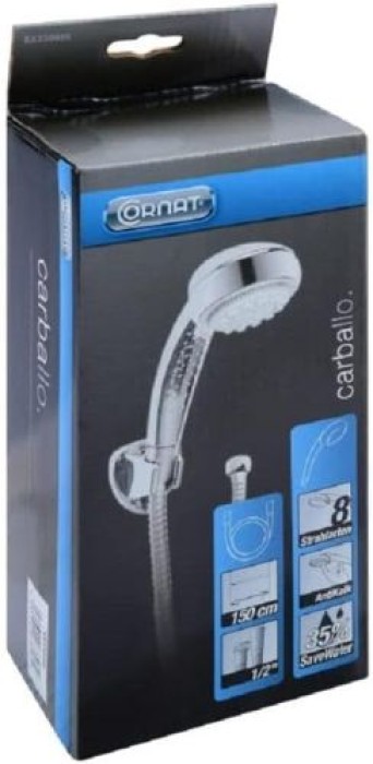 Cornat Brauseset Carballo, Duschbrause, Ø 80 mm, 8 Strahlarten, verchromt, SA330695