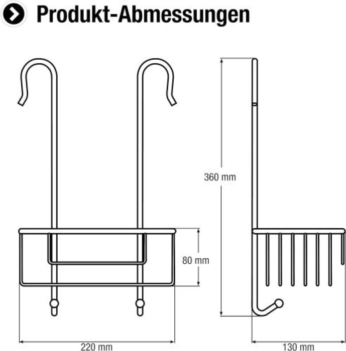 Cornat Einhänge-Duschkorb - Zum Einhängen an der Wandarmatur in Dusche & Badewanne, T340201
