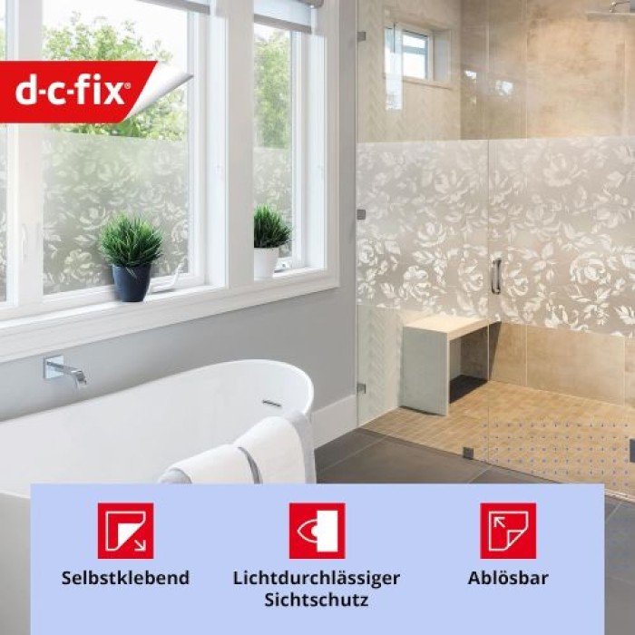 d-c-fix Fensterfolie Damast, 45 cm x 2 m, selbstklebende blickdichte Sichtschutzfolie, F3460464