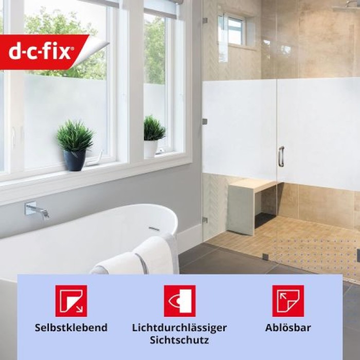 d-c-fix Fensterfolie Opal, 45 cm x 2 m, selbstklebende blickdichte Sichtschutzfolie, F3460338
