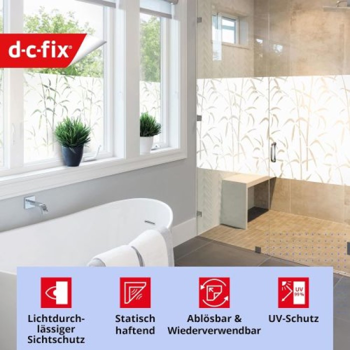 d-c-fix Fensterfolie static Bamboo, 67,5 cm x 1,5 m, selbstklebende blickdichte Sichtschutzfolie, F3388023