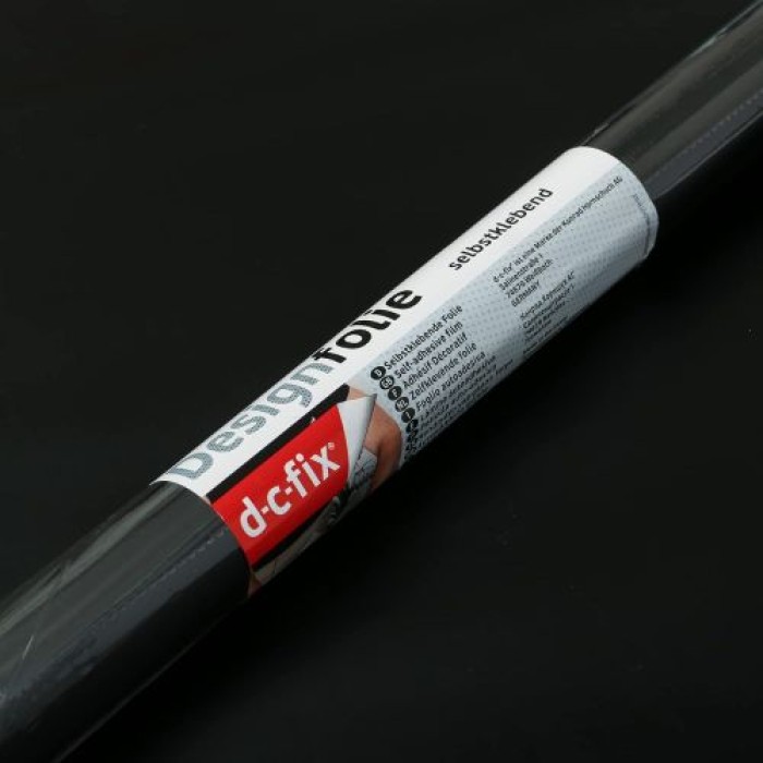 d-c-fix Klebefolie Uni seidenmatt schwarz, 90 cm x 2,1 m, selbstklebende Deko-Folie für Möbel, F3465002