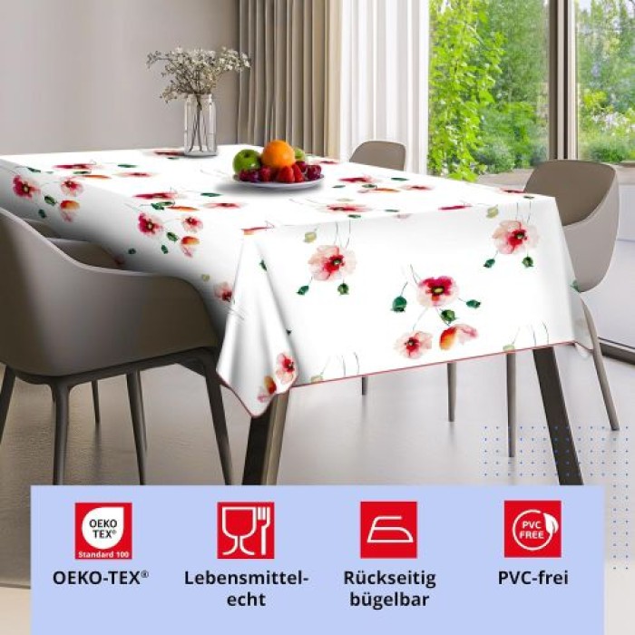 d-c-fix Tischdecke PVC-frei Poppyfield, 220 cm x 150 cm, eckig, F2361053
