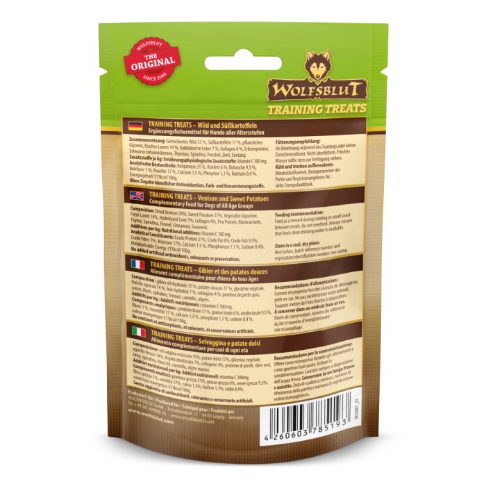 Wolfsblut Training Treats, Dark Forest, Wild mit Süßkartoffeln, 70 g, WB785193