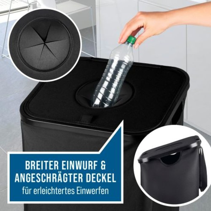 EASYmaxx Pfandflaschen Sammelbehälter 80 l inkl. Türhaken & 2 herausnehmbare Tragetaschen, 19368