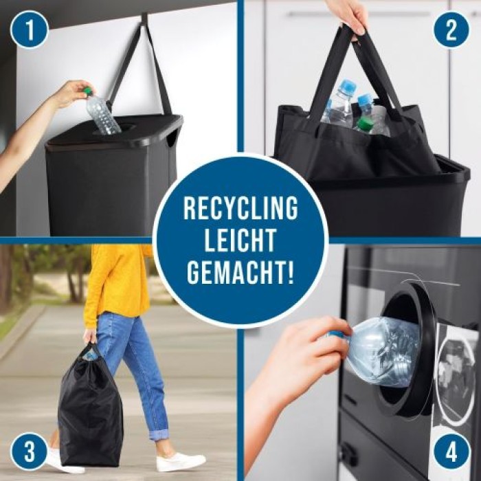 EASYmaxx Pfandflaschen Sammelbehälter 80 l inkl. Türhaken & 2 herausnehmbare Tragetaschen, 19368