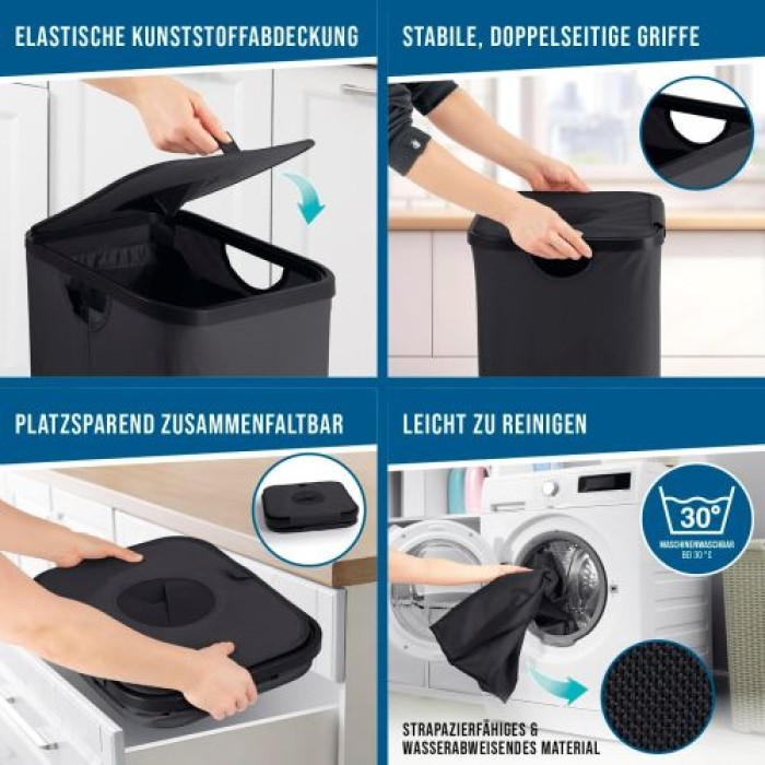 EASYmaxx Pfandflaschen Sammelbehälter 80 l inkl. Türhaken & 2 herausnehmbare Tragetaschen, 19368