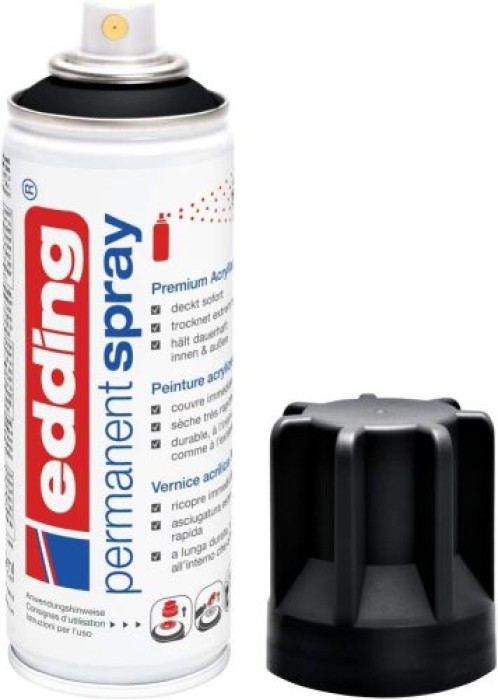 Edding Permanent Spray, Acryllack, 901 Tiefschwarz Matt 200 ml, 95656