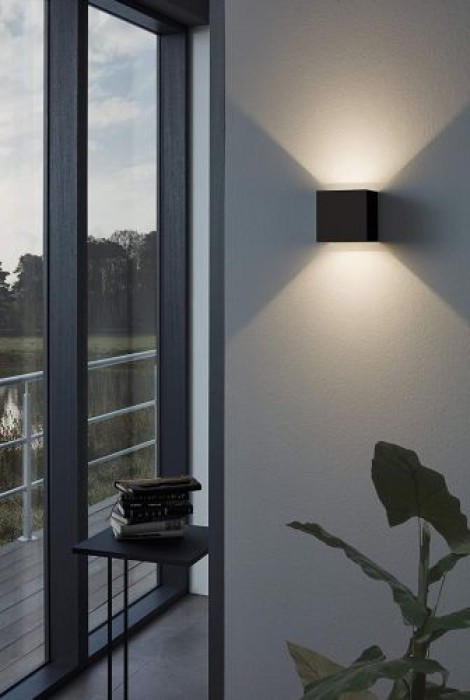 EGLO LED Außen-Wandlampe Calpino, 2 flammige Außenleuchte, Alu, Anthrazit, 97242