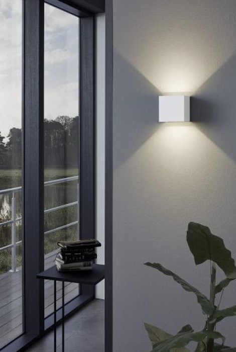 EGLO LED Außen-Wandlampe Calpino, 2 flammige Außenleuchte, Alu, Weiß, 97241