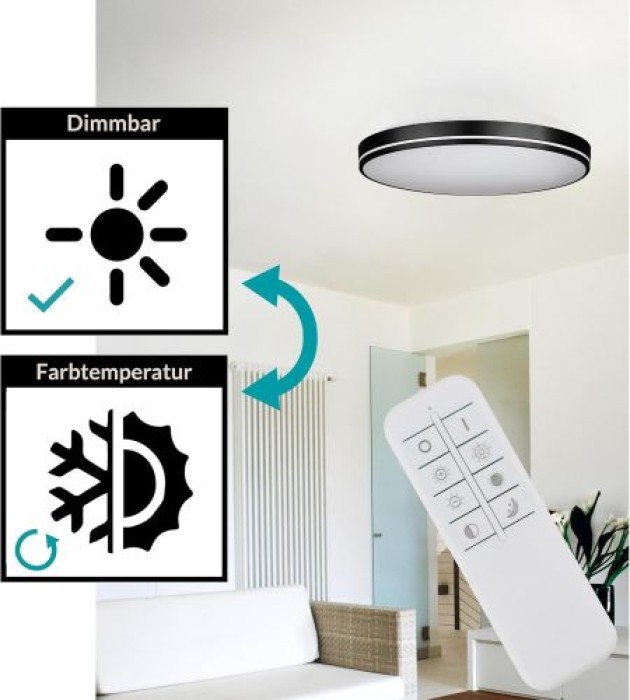 EGLO LED Deckenleuchte Orotava, dimmbar mit Fernbedienung, DM 39,5 cm, 75706