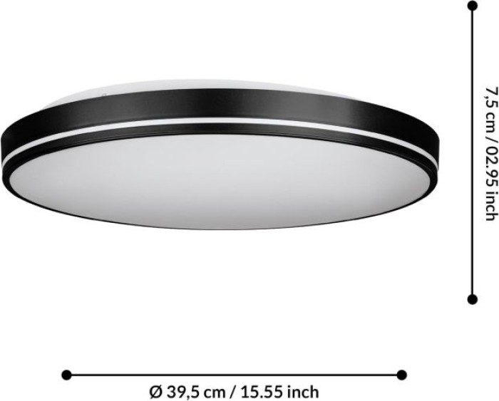 EGLO LED Deckenleuchte Orotava, dimmbar mit Fernbedienung, DM 39,5 cm, 75706