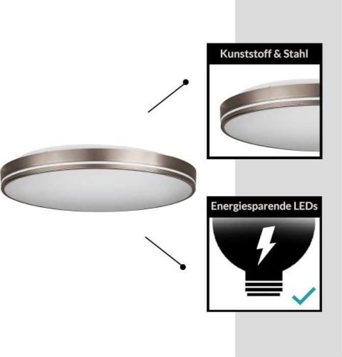 EGLO LED Deckenleuchte Orotava, dimmbare Deckenlampe mit Fernbedienung, DM 39,5 cm, Mokka/Weiß, 75707