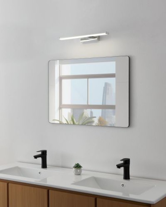 EGLO LED Spiegelleuchte Galenzana-E, aus Aluminium und Kunststoff in Chrom und Silber, neutralweiß, IP44, 74051