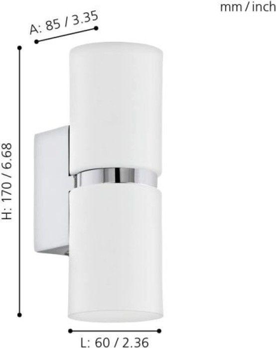 EGLO LED Wandlampe Passa, Wandstrahler innen aus Metall in Weiß und Chrom, 95368
