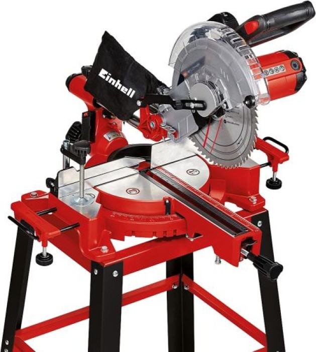 Einhell Zug-Kapp-Gehrungssäge TC-SM 2531/2 U (1900 W, 4.800 U/min, Ø254 x ø30 mm Sägeblatt, Laser, neigbarer Sägekopf, inkl. HM-Sägeblatt) TC-SM Single (Neuheit 2020) 4300805