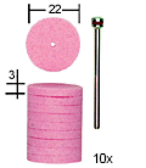 PROXXON Edelkorund Schleifscheiben, 22 mm, 10 Stück + 1 Träger, 28302