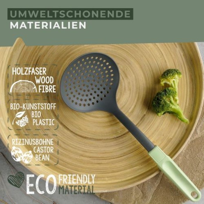 Fackelmann Abseihlöffel Ecolution, aus Holzfasern und Bio-Kunststoff, 34 cm x 11,5 cm, 33063