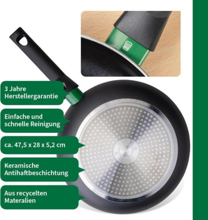 Fackelmann Chefkoch Aluminium-Pfanne Bielefeld Ø28 cm, mit Keramik-Antihaft-Beschichtung, 23365