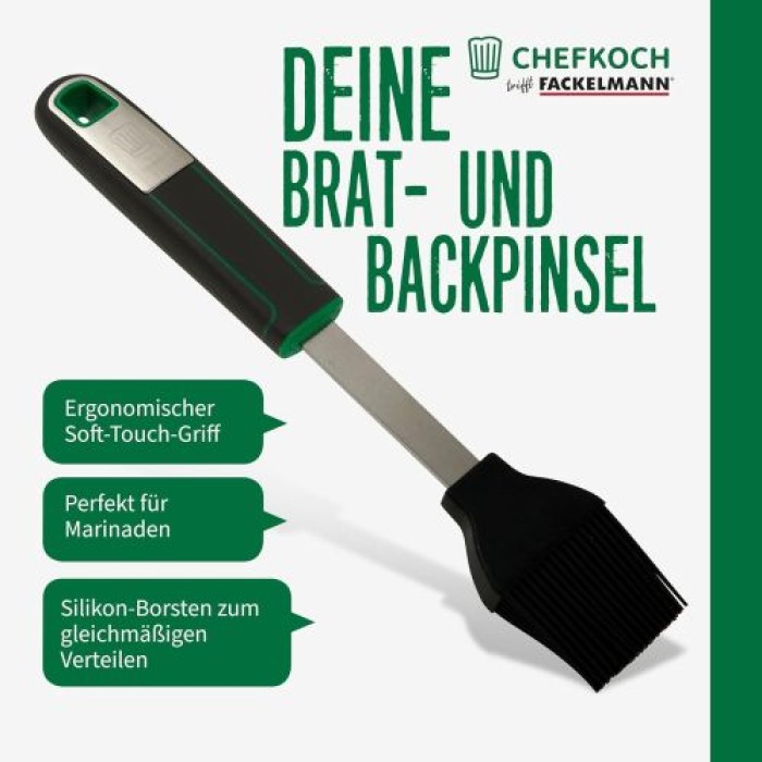 Fackelmann Chefkoch Brat- und Backpinsel Premium – Zum Einpinseln von Marinaden & Soßen, 24,5 cm, 23114