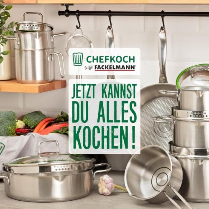 Fackelmann Chefkoch Bratpfanne München Ø24 cm mit Wabenboden – aus hochwertigem Edelstahl, 23369