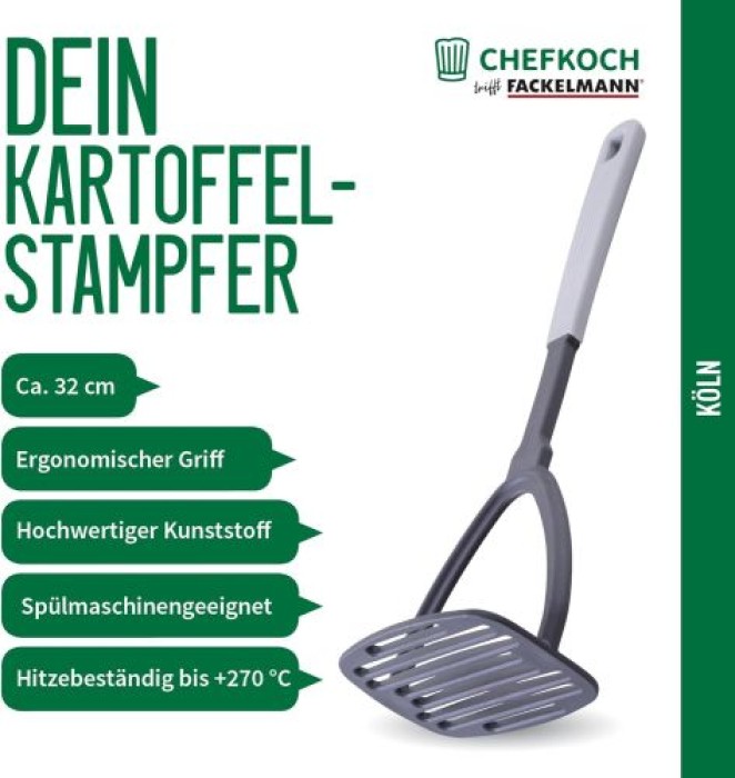 Fackelmann CHEFKOCH Kartoffelstampfer Köln. Hitzebeständig bis 270°C, Spülmaschinengeeignet, 23524